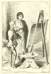 Leonardo Da Vinci, as a boy, in the studio of Verrocchio